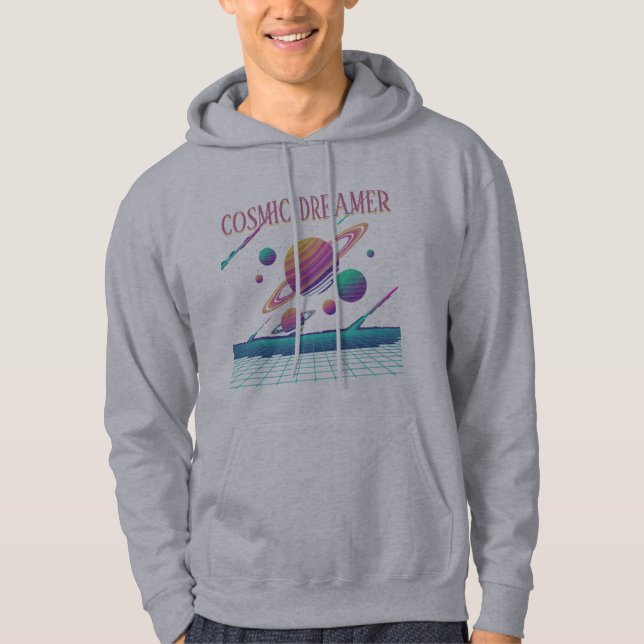 Retro Vaporwave Planets Synthwave Hoodie (Vorderseite)