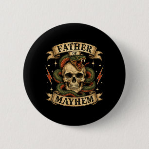 Retro-Vater des Chaos, harter Totenkopf-Biker-Vate Button