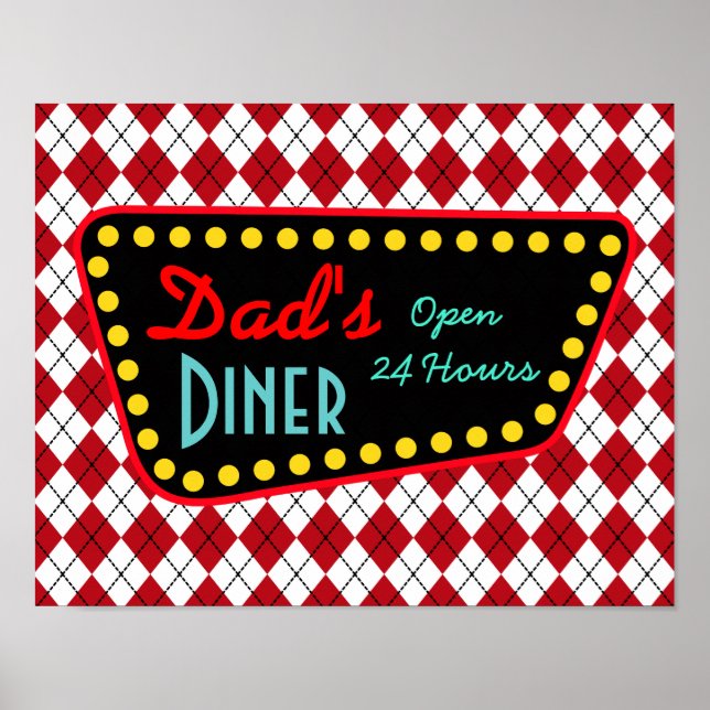 Retro Vaters Diner Sign Art Poster Geschenk (Vorne)