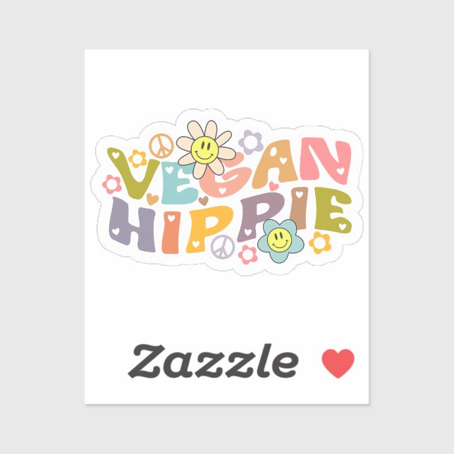 Retro Vegan Hippie Lifestyle Aufkleber (Blatt)