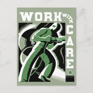 Retro-Vektor Art Deco Arbeiten Sie mit Bedacht Postkarte