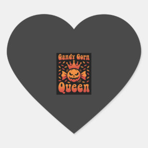 Retro-Vektorgestaltung Halloween Candy Corn Queen Herz-Aufkleber