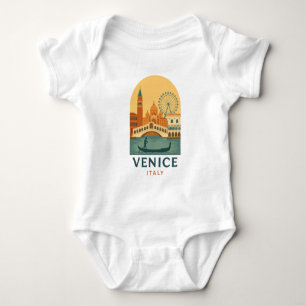 Retro-Venedig Italien Reise Gondel und Stadt Retro Baby Strampler