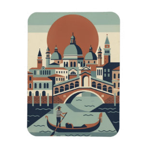 Retro Venedig Italien Vintage Reise Gondel Kanal Magnet
