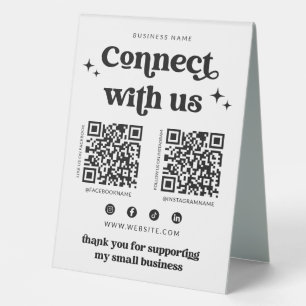 Retro-Verbindung mit unserem Social Media-Sign Tischaufsteller