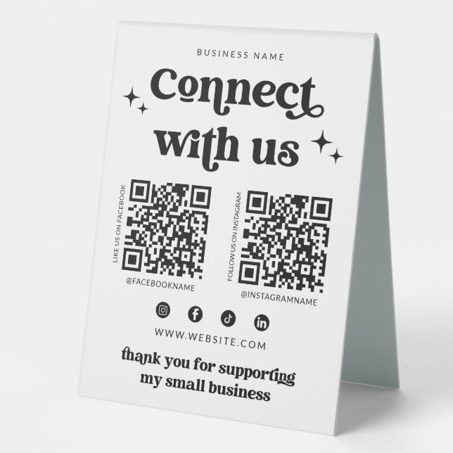 Retro-Verbindung mit unserem Social Media-Sign Tischaufsteller (Vorderseite)