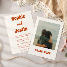 Retro verbrannte Orange-Typografie-Hochzeit
