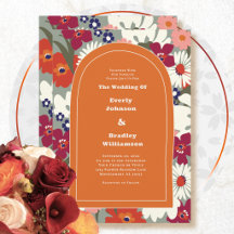 Retro verbranntes Orange fettes florales Boho-Hoch