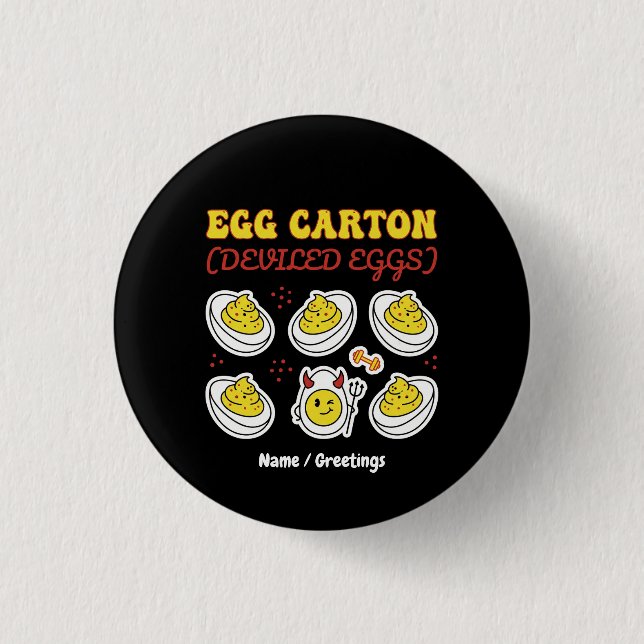 Retro Verführerische Eier Six Pack Fitness Wortspi Button (Vorderseite)