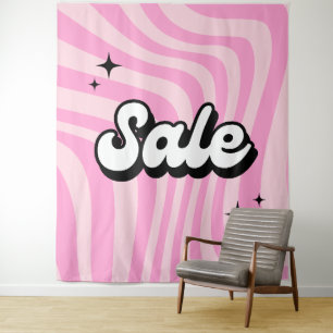 Retro-Verkaufsbanner, rosa Verkaufsschild, Einzelh Wandteppich