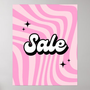Retro-Verkaufsschild, Rosa Verkaufsplakat, Boutiqu Poster