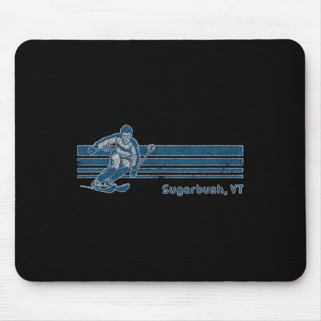 Retro Vermont Distressed Sugarbush Skiing Tee  Mousepad (Vorne)