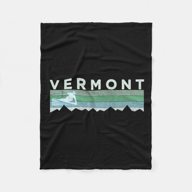 Retro Vermont Langschläfer-Skifahren Fleecedecke (Vorderseite)