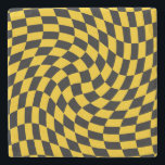 Retro-verschleierte schwarz-gelbe Karos geprüft Steinuntersetzer<br><div class="desc">Retro-Karo-Schachbrettmuster in schwarz und Retrogelb-Farbkombination. Retro-Schachbrett wirbelte siebziger psychedelischen Stil moderne Design-Wohngestaltung,  Büro-und Schulprodukte und Retro-verschleierte Schachtel Geschenke.</div>