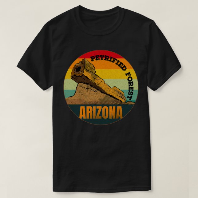 Retro-versteinerter Wald-Nationalpark T-Shirt (Design vorne)