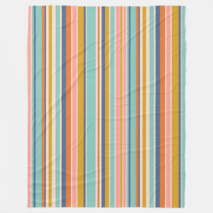 Retro vertikale orangefarbene blaue und gelbe rosa fleecedecke