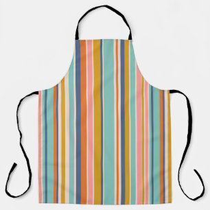 Retro vertikale orangefarbene blaue und gelbe rosa schürze