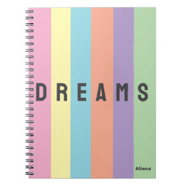 Retro Vertikale Streifen Dreams individuelle Name  Notizblock