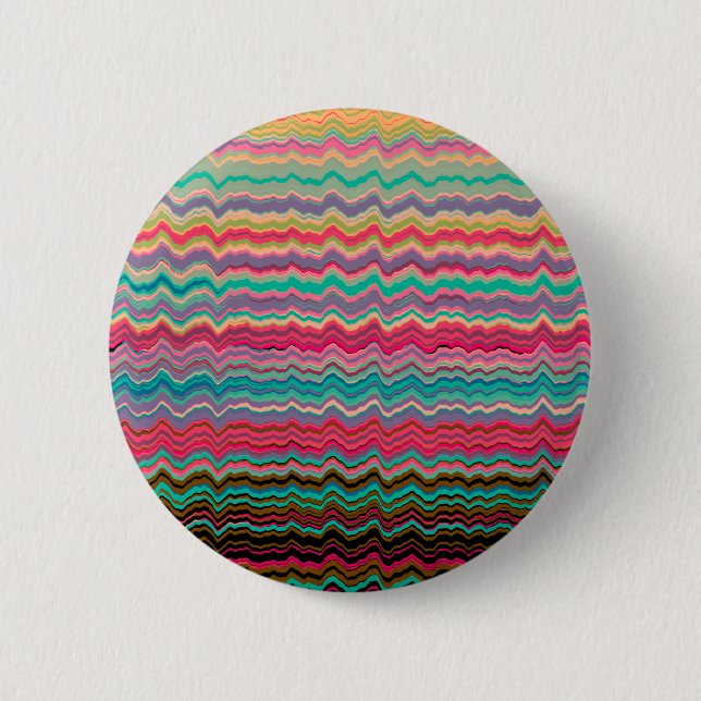 Retro verzerrtes Linienmuster Button (Vorderseite)
