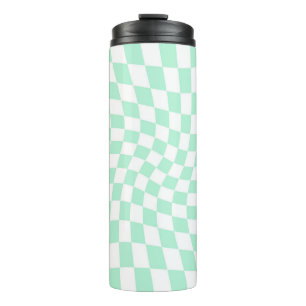 Retro-verzierte Pastell-Grüne Karos geprüft Thermosbecher