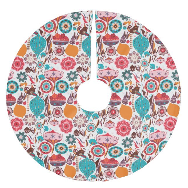 Retro Verzierung Polyester Weihnachtsbaumdecke (Vorderseite)