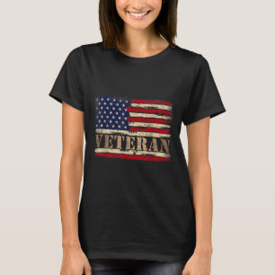 Retro Veteran Fettgedruckter Text USA-Flagge Vater T-Shirt