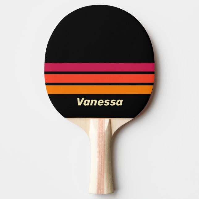 Retro VHS Across Striping with Name Tischtennis Schläger (Vorderseite)