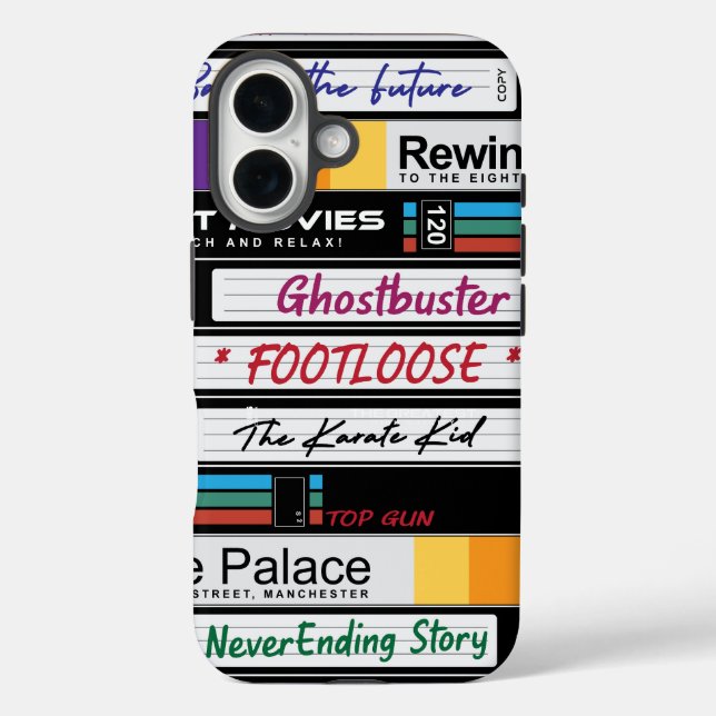 Retro VHS Movie Design iPhone 16 Hülle (Rückseite)