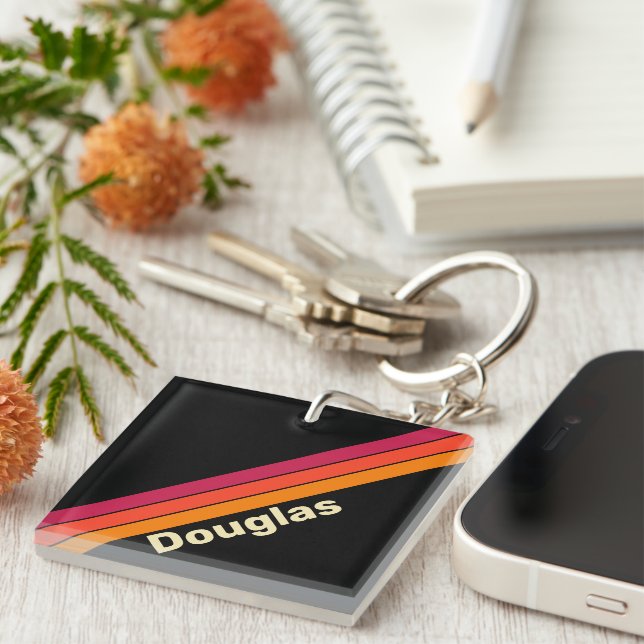 Retro-VHS-Streifen mit Namen Schlüsselanhänger (Vorderseite rechts)