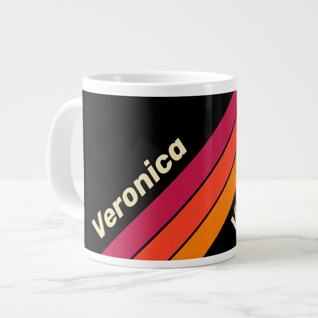Retro VHS Stripes with Name Jumbo-Tasse (Vorderseite Links)