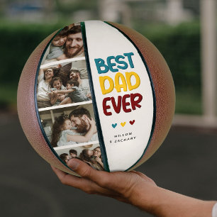 Retro-Vibe 'Bester Vater überhaupt' 4-Foto-Collage Basketball