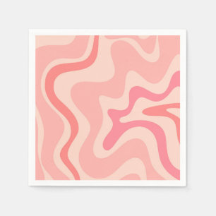 Retro Vibe Liquid Swirl Muster in Rosa Serviette