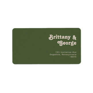 Retro Vibe Olive Green Wedding RSVP Rücksendeadres Adressaufkleber
