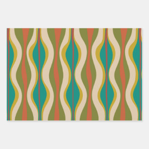 Retro Vibe Patterns in den modernen Farben des Mit Geschenkpapier Set