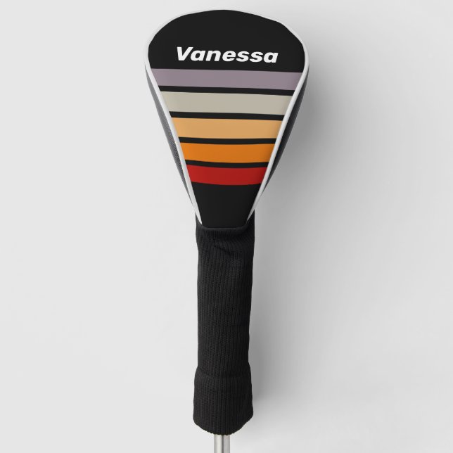 Retro Vibe Rainbow Across Striping with Name Golf Headcover (Vorderseite)