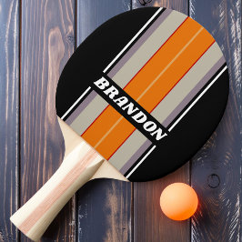 Retro Vibe Rainbow Board Streifen mit Namen Tischtennis Schläger