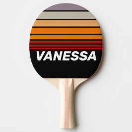 Retro Vibe Rainbow Horizon Striping with Name Tischtennis Schläger