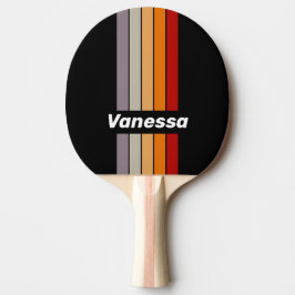 Retro Vibe Rainbow Pin Striped with Name Tischtennis Schläger