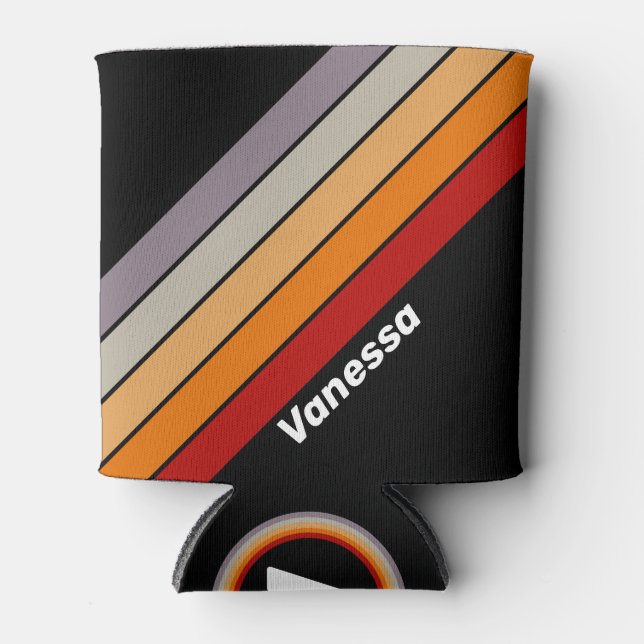 Retro Vibe Rainbow Strichen mit Namen Dosenkühler (Vorderseite)