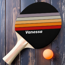 Retro Vibe Rainbow Strichen mit Namen Tischtennis Schläger