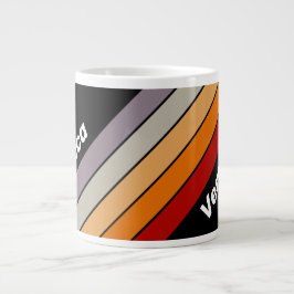 Retro Vibe Rainbow Striped with Name Jumbo-Tasse