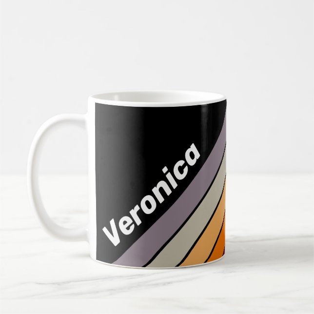 Retro Vibe Rainbow Striped with Name Kaffeetasse (Links)
