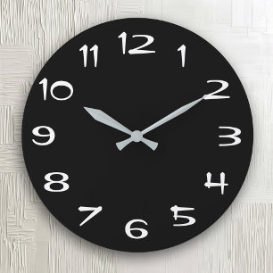 Retro-Vibe Schwarz und Weiß Große Wanduhr
