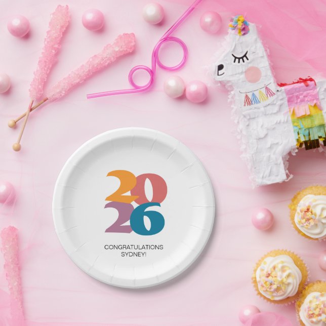 Retro Vibes Abschluss Celebration Party Pappteller (Party)