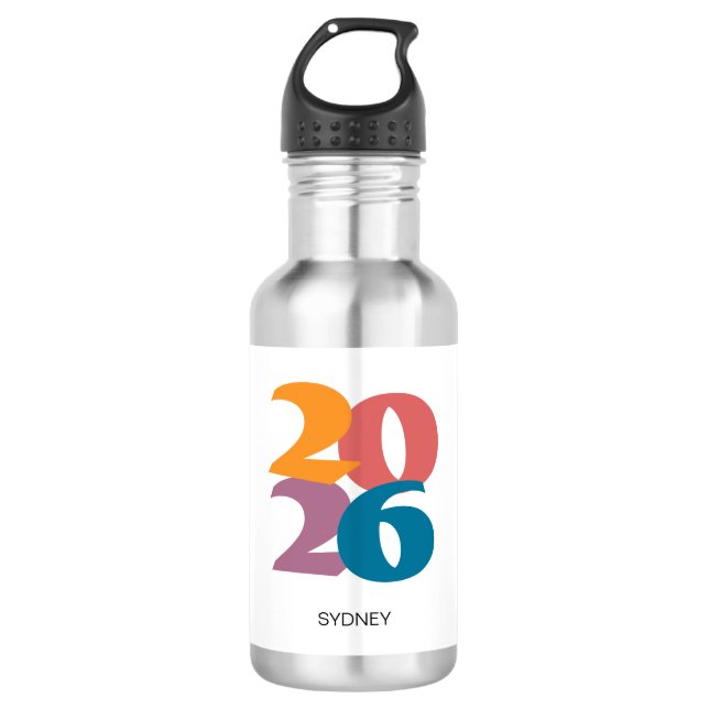 Retro Vibes Abschluss Class of 2025 Edelstahlflasche (Vorderseite)