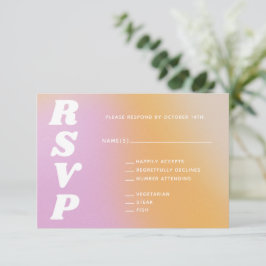 Retro Vibes Abstrakt Pink Orange Gradient Wedding RSVP Karte