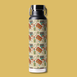 Retro Vibes - Cassette Tapes Pattern der 80er Jahr Trinkflasche