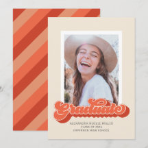 Retro Vibes (Coral) Foto Abschluss Ankündigung