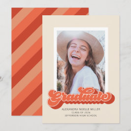 Retro Vibes (Coral) Foto Abschluss Ankündigung