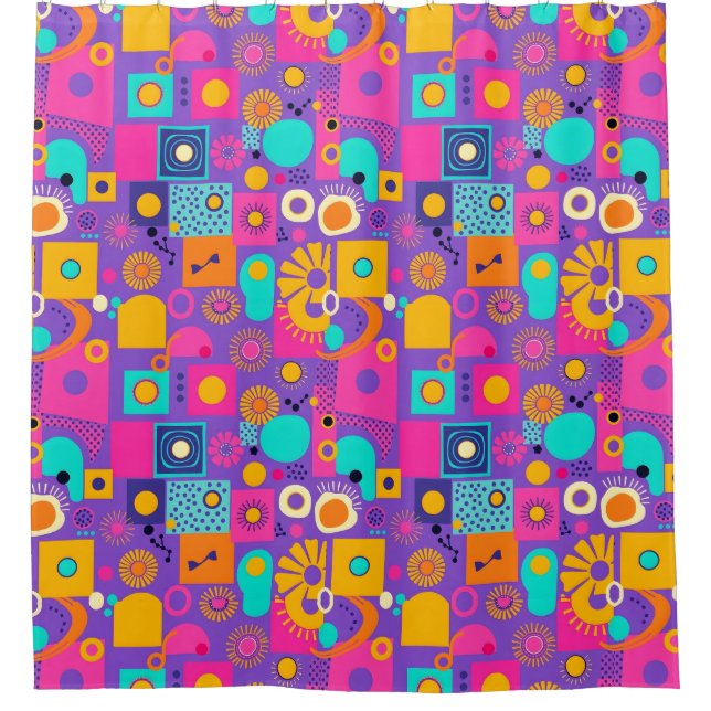 Retro Vibes Duschvorhang (Vorderseite)